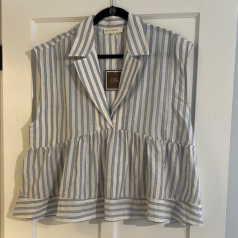 By Together Gray and White Peplum Blouse